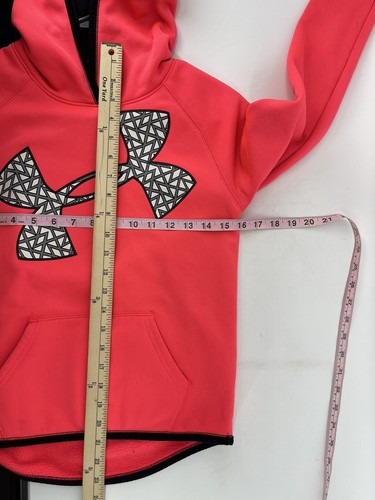 Under Armour Girls Pullover Hoodie Sweatshirt Youth Size Medium Pink Big Logo - Picture 4 of 6