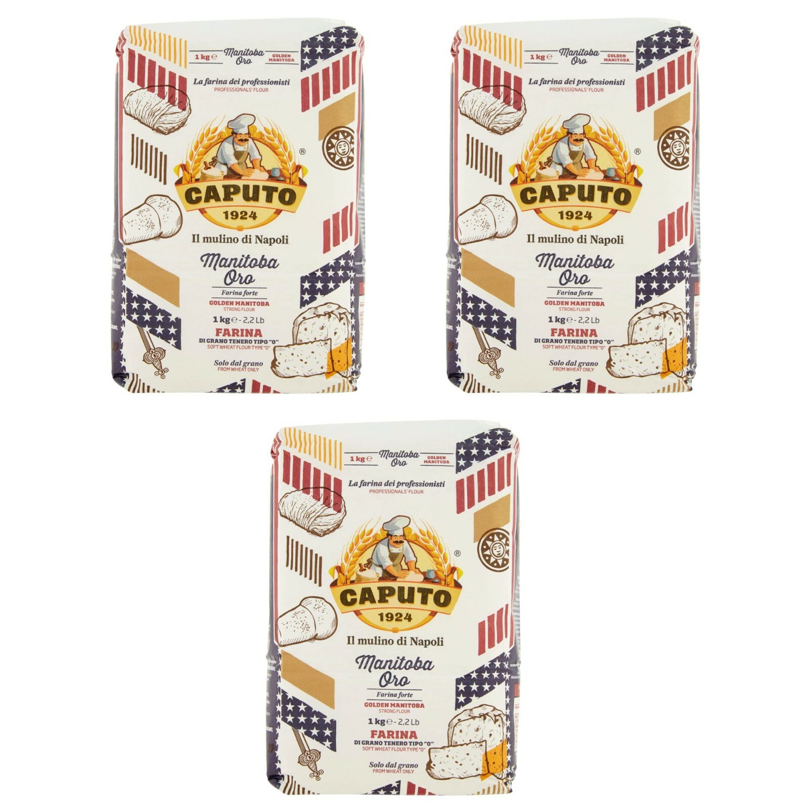 3 Kg FARINA CAPUTO MANITOBA ORO di grano Tenero Tipo 0 FORTE per impasti lucidi