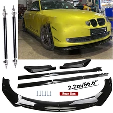 For 5-Series 520i Front Bumper Lip Spoiler Splitter Body Kit+Side Skirt Glossy