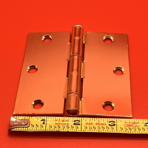 Lot Of 3 Polished Brass Hinges 3.5 x 3.5 x 1/4 Square Edges NO SCREWS - Picture 3 of 6