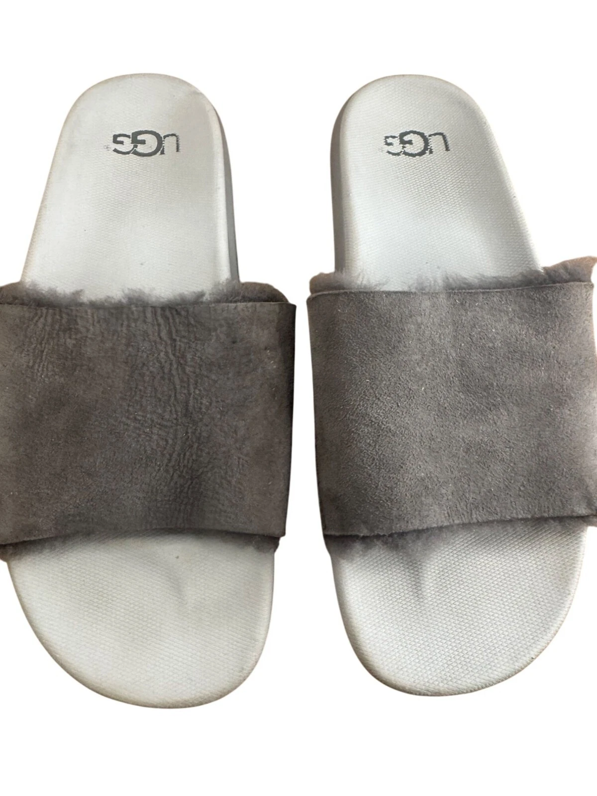 Sandali da uomo Ugg Xavier Twinface grigio scamosciato pelle di pecora sherpa slide taglia 10 US
