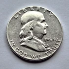 1954  BEN FRANKLIN HALF DOLLAR 90% SILVER