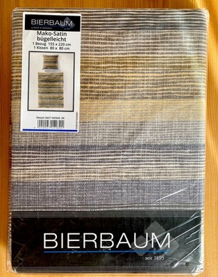 BIERBAUM / Mako - Satin / Bettwäsche / Gelb - Grau 155×220 / 80×80 / OVP