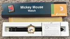 VINTAGE 1995 DISNEY LORUS MICKEY MOUSE UNLIMITED QUARTZ WATCH LEATHER BAND NEW 