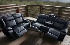 Lisbon 3+2 Leather Electric Recliner Sofa USB Type-C LED Cupholders Wireless