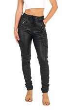 Wakee Black Wax Wet Look Chino Joggers 3058