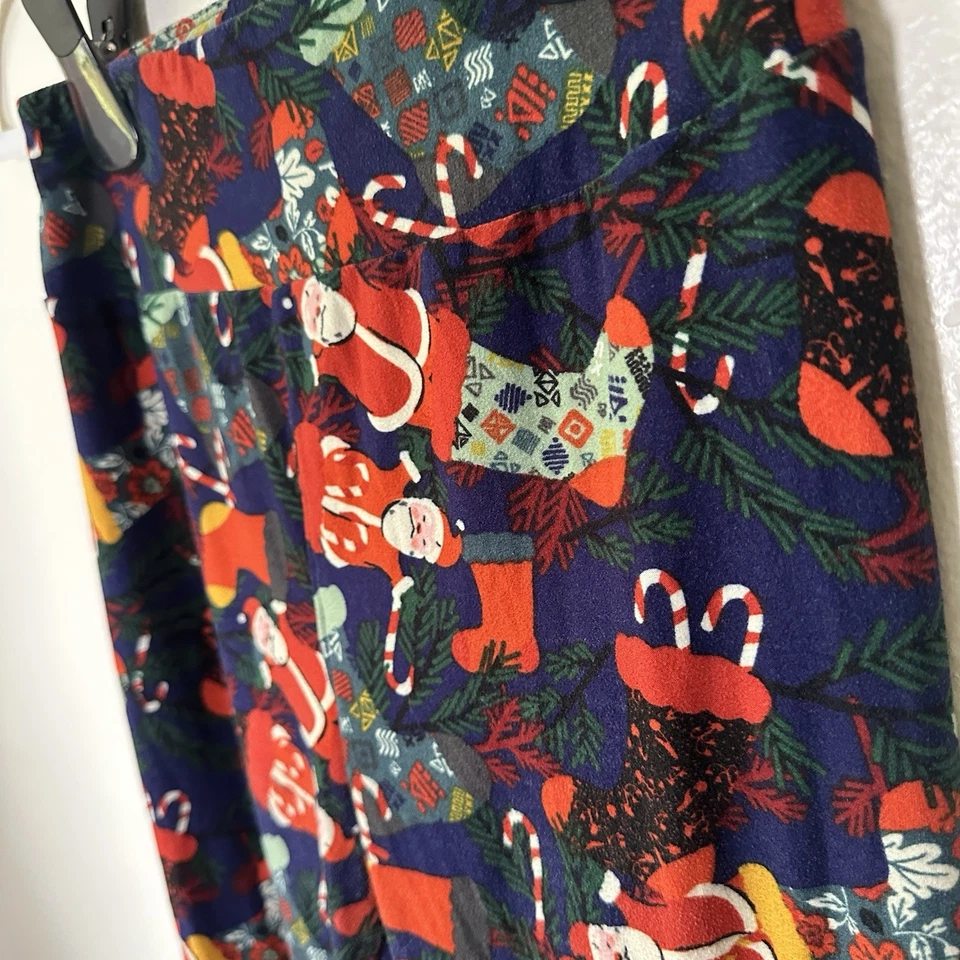 Leggings LuLaRoe retrô meias de Natal/Papai Noel/Bengala Doce tamanho único femininas - Imagem 2 de 4