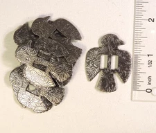 Slotted Concho Leathercraft Southwestern Floral Silver Color Thunderbird 12 pack