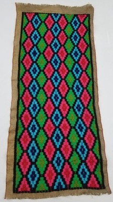 Vintage traditionelles Bargello geometrisches Muster Fransen 140x62cm