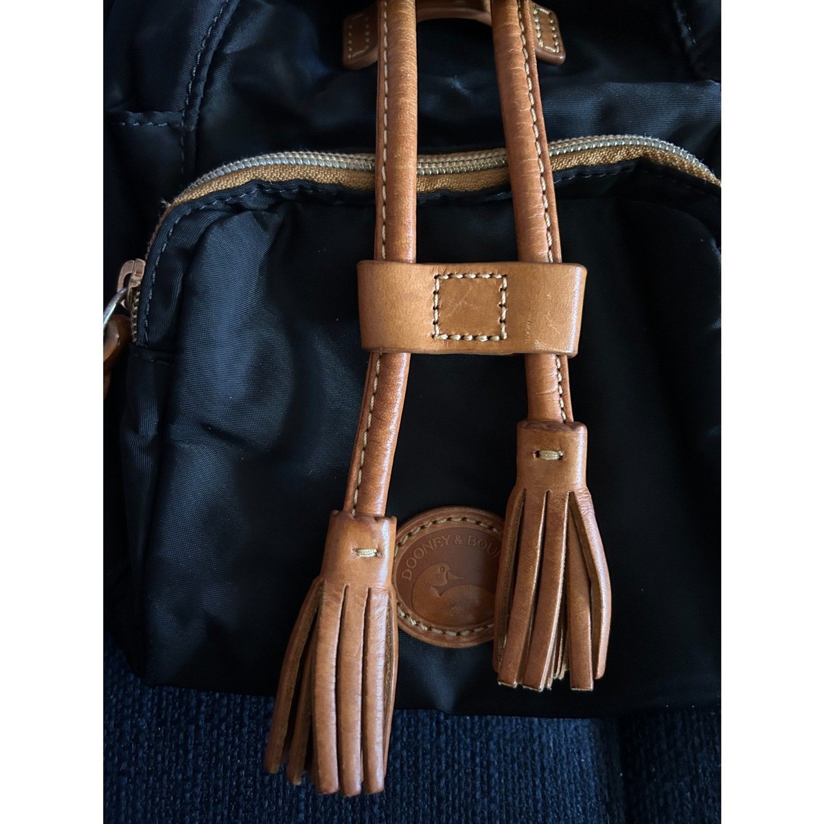Dooney & Bourke Mini Backpack with Contrast Stitching Dooney & Bourke designer mini leather trimmed backpack black  main image 2