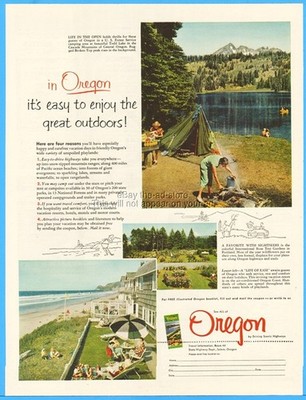 1954 Oregon Vacation Todd Lake Cascade Mountains Broken Top Rose Test Gardens Ad