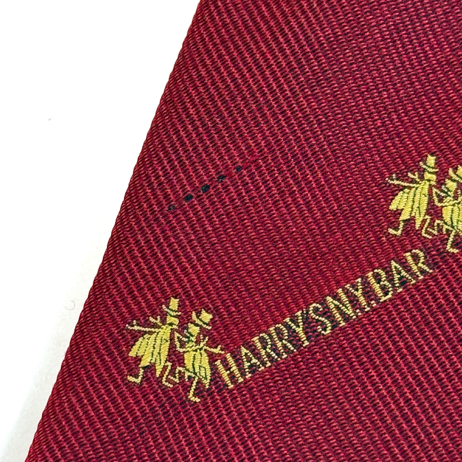 Vintage Harry's New York Bar Paris Mens Silk Tie Burgundy Red Gold Logo RARE image 3