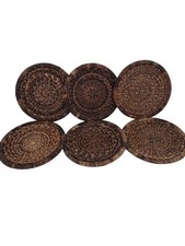 Hand-Woven Natural Rattan Banana Leaf Round Placemats Charger Set Of 6