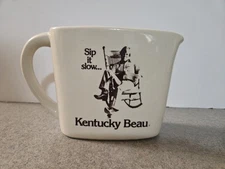 Vintage Sip It Slow Kentucky Beau Bourbon Whiskey Pitcher Pub Jug Advertising
