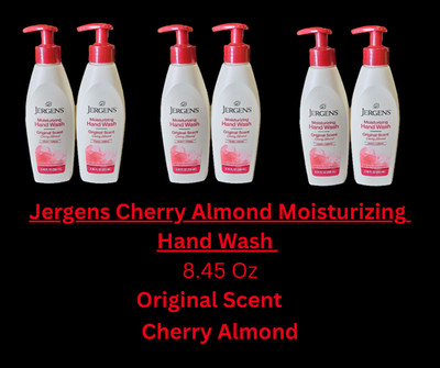 6 Jergens Moisturizing Hand Soap Cherry Almond,Scent 8.45 Fl Oz Limited Edition