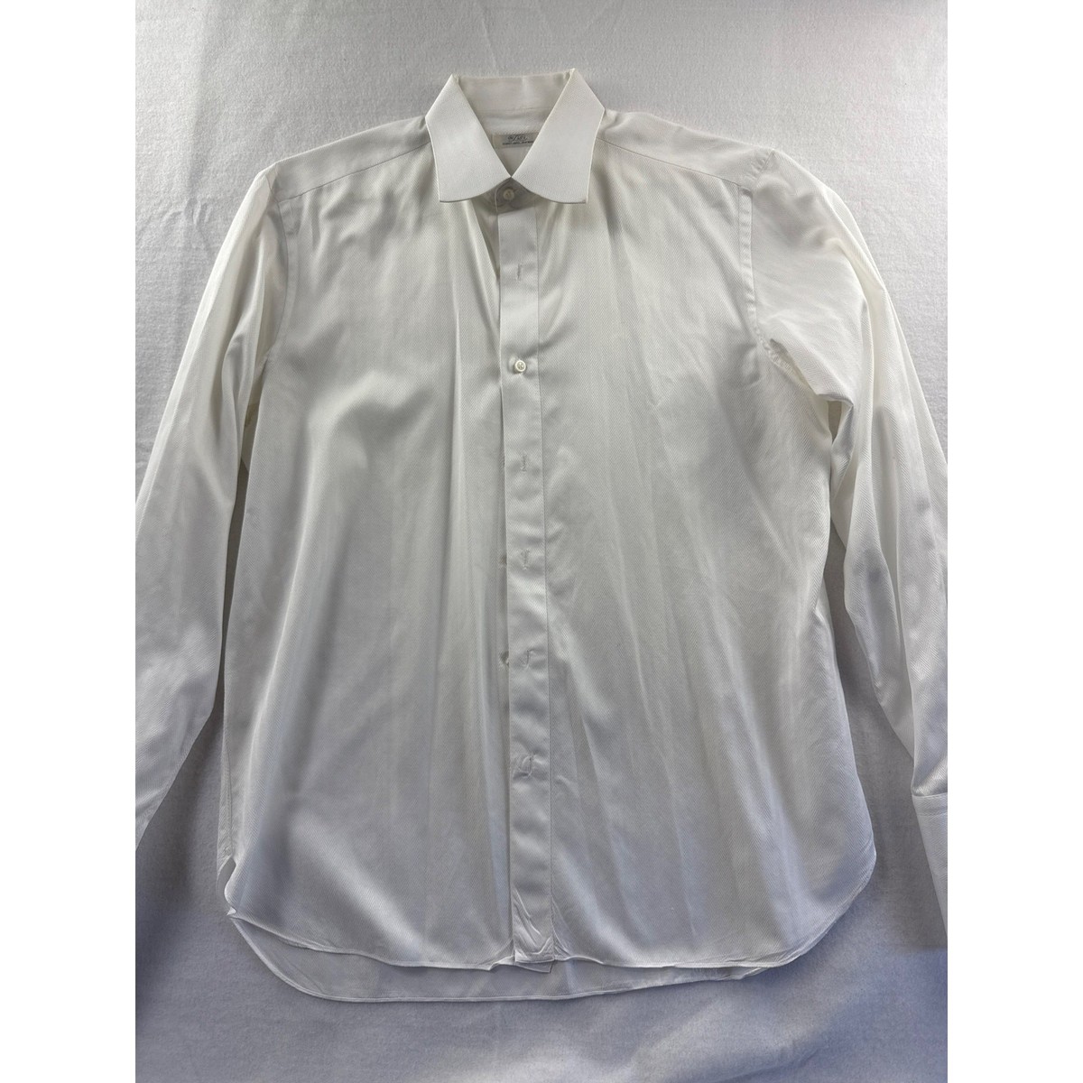 Men's de Lisi White Cotton Textured Dress Shirt Sz 40/15 1/2 | eBay