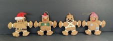 RARE Vintage Hollow Plastic Gingerbread Christmas Ornament Lot, Hanging, 4in,