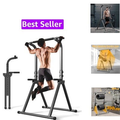 Foldable Pull Up Bar Free Standing Multi-function Power Tower Dip Bar with As...