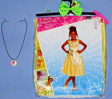 Disney Tiana Costume dress girls 4-6X 7-8-Bonus ring-Hairbow-bracelet-necklace