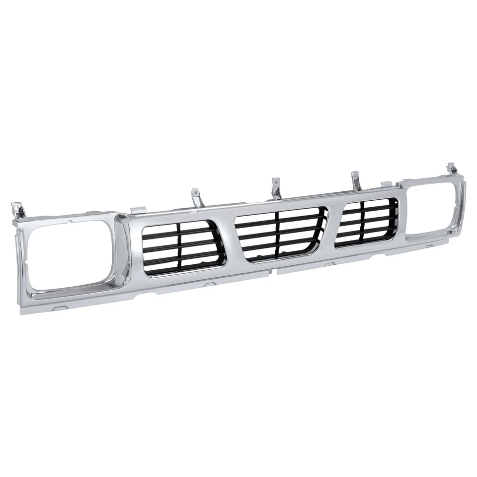 New Chrome Front Bumper Grille Shell For 1993-1997 Nissan D21/Pickup - Image 2 of 4