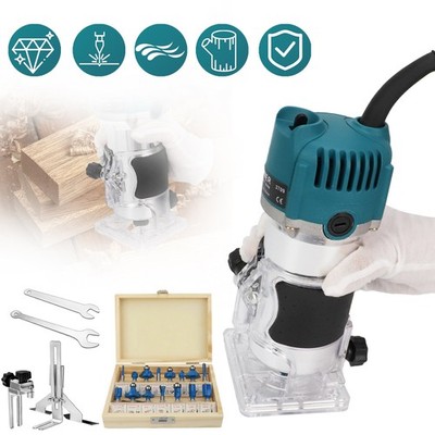 Holzbearbeitung Elektrische Oberfräse 800W 30000 U/min Trimmer mit 15 Bohrer Set