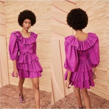 NEW Ulla Johnson Giselle tiered mini dress in orchid cotton poplin Size 4 NWT