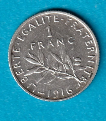 PIECE DE 1 FRANC SEMEUSE ARGENT 1916 SUP - Photo 1/2