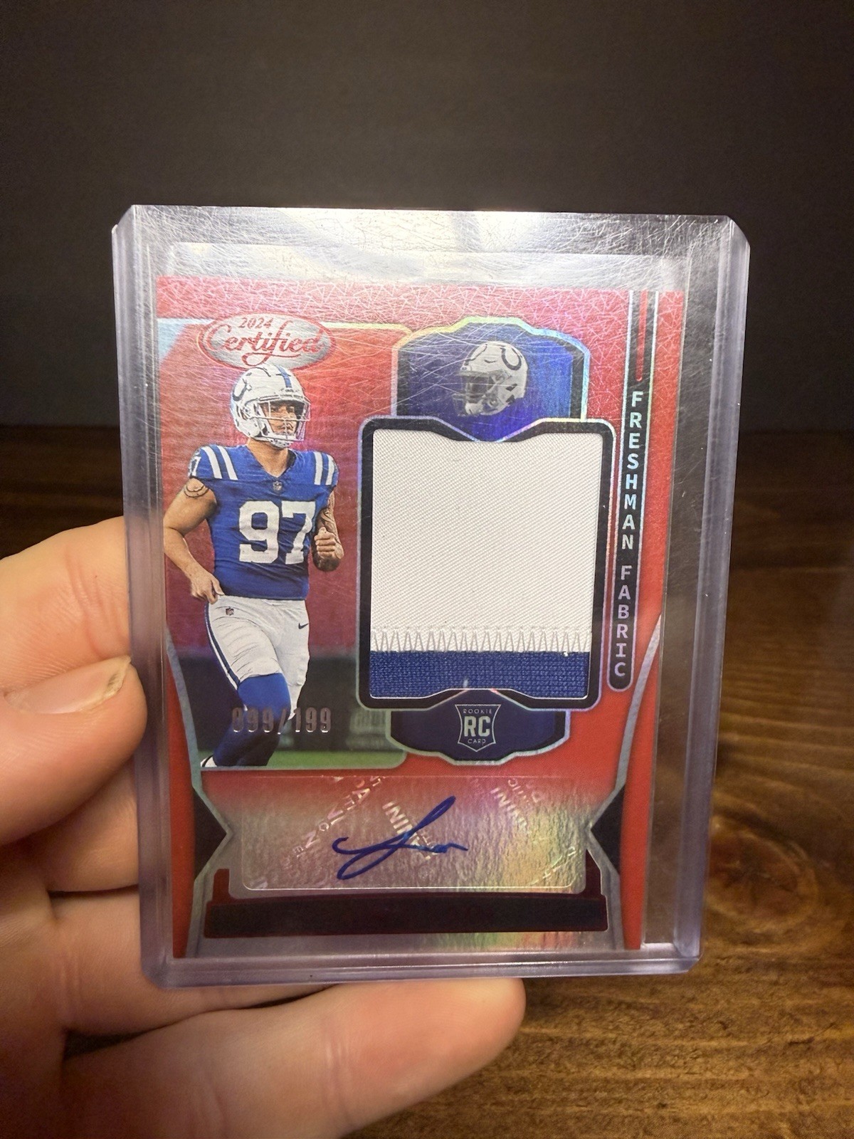 2024 Panini Certified Freshman Fabric Mirror Signatures Laiatu Latu Red /199 RPA