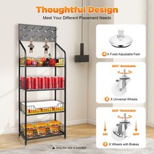 4 Tier Retail Display Rack Snack Candy Display Organizer Stand With 10 Hooks