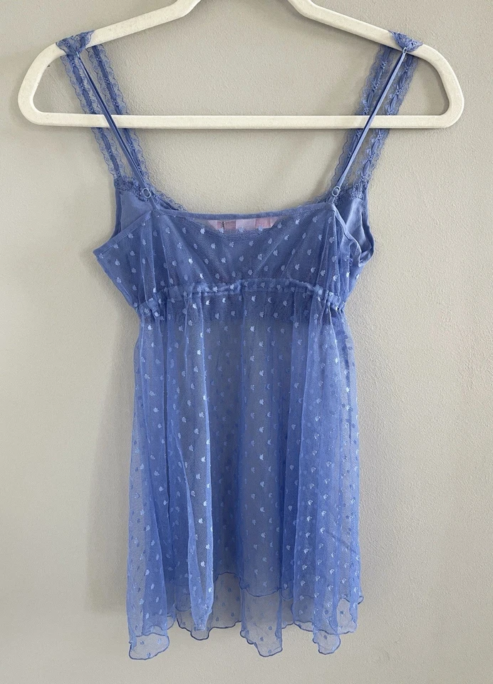 Victoria’s Secret 婴儿蓝色娃娃吊带上衣性感蕾丝迷你礼服内衣 S — 第 2/4 张图片