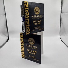 2 Sample Vials VERSACE DYLAN BLUE Cologne for Men 0.03 oz Eau de Toilette Spray