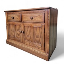 Ercol Elm Sideboard Cabinet Vintage 2 Drawer Cupboard Sideboard Storage