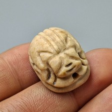 Wonderful Old Egyptian Jasper Stone Intaglio Scarab Seal stamp Bead Amulet 