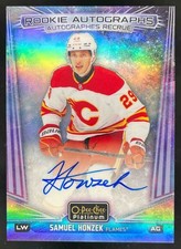 2024 O-Pee-Chee Platinum Samuel Honzek Rookie Auto Cosmic /50 #R-SH RC Flames