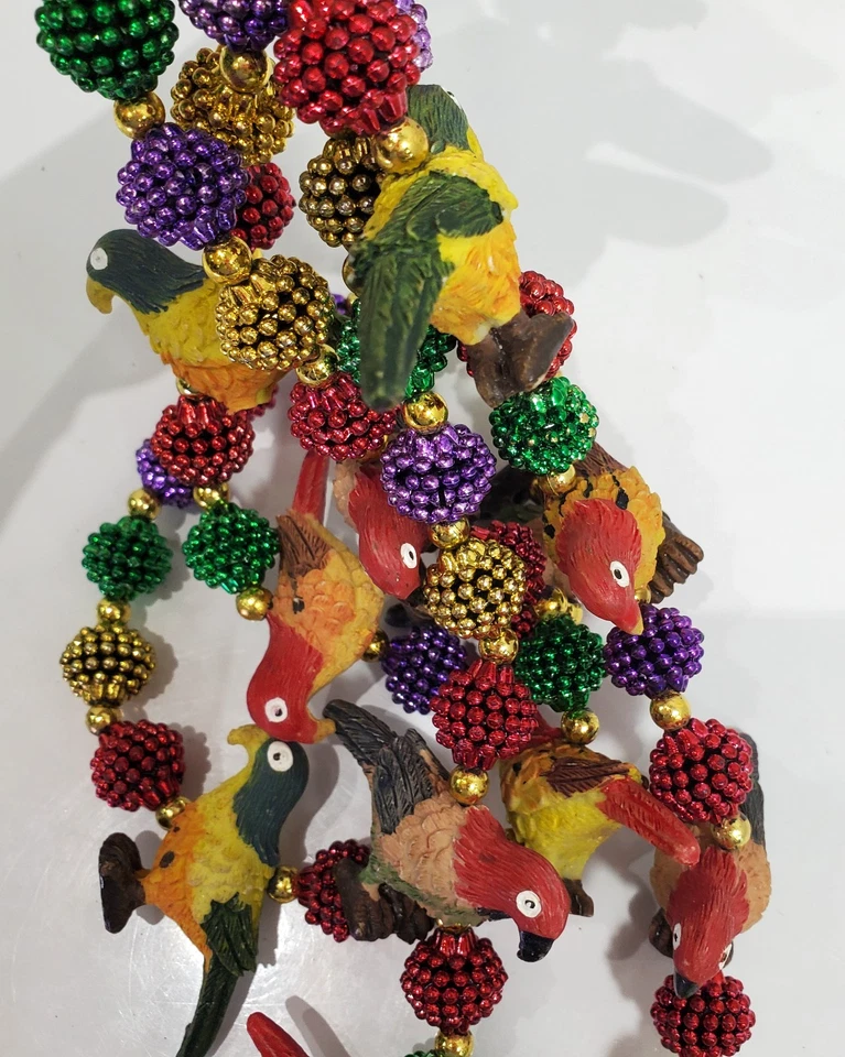 Parrots Animals Mardi Gras Carnival Holiday Theme Party Bead Necklace - Image 4 of 4