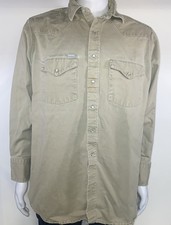 Carhartt Tan Pearl Snap Western Style Rugged Outdoor Shirt USA Made 17x36
