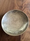VTG Chinese Brass Bowl Hand Engraved Dragon & Flaming Pearl CHINA Stamp 8” Decor