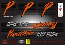 1985 Schwinn Predator Black Shadow Complete Decal Set