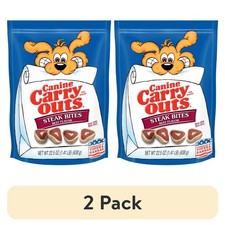  2 pack Canine Carry Outs Steak Bites Beef Flavor Dog Treats, 22.5oz Bag