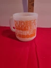 Vintage Glasbake Milk Glass Mug Dude! Far Out, Tough! Right On, Rip Off, Gross