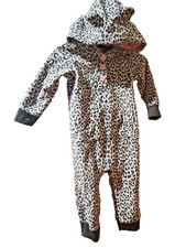 Carters 12 mos gray leopard/cheetah print hoodie sleeper.