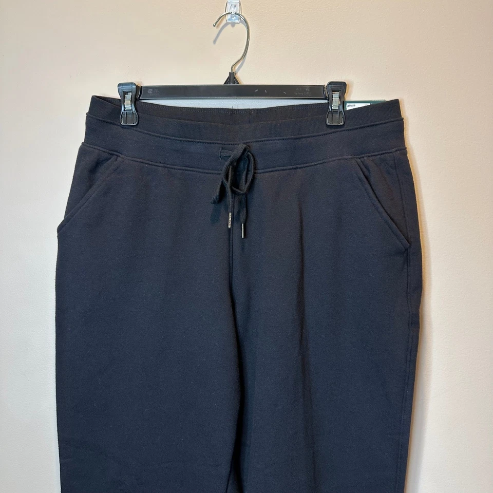 Pantalones deportivos TEK GEAR para mujer de vellón ultrasuave talla grande negros pierna recta Foto 2 de 4