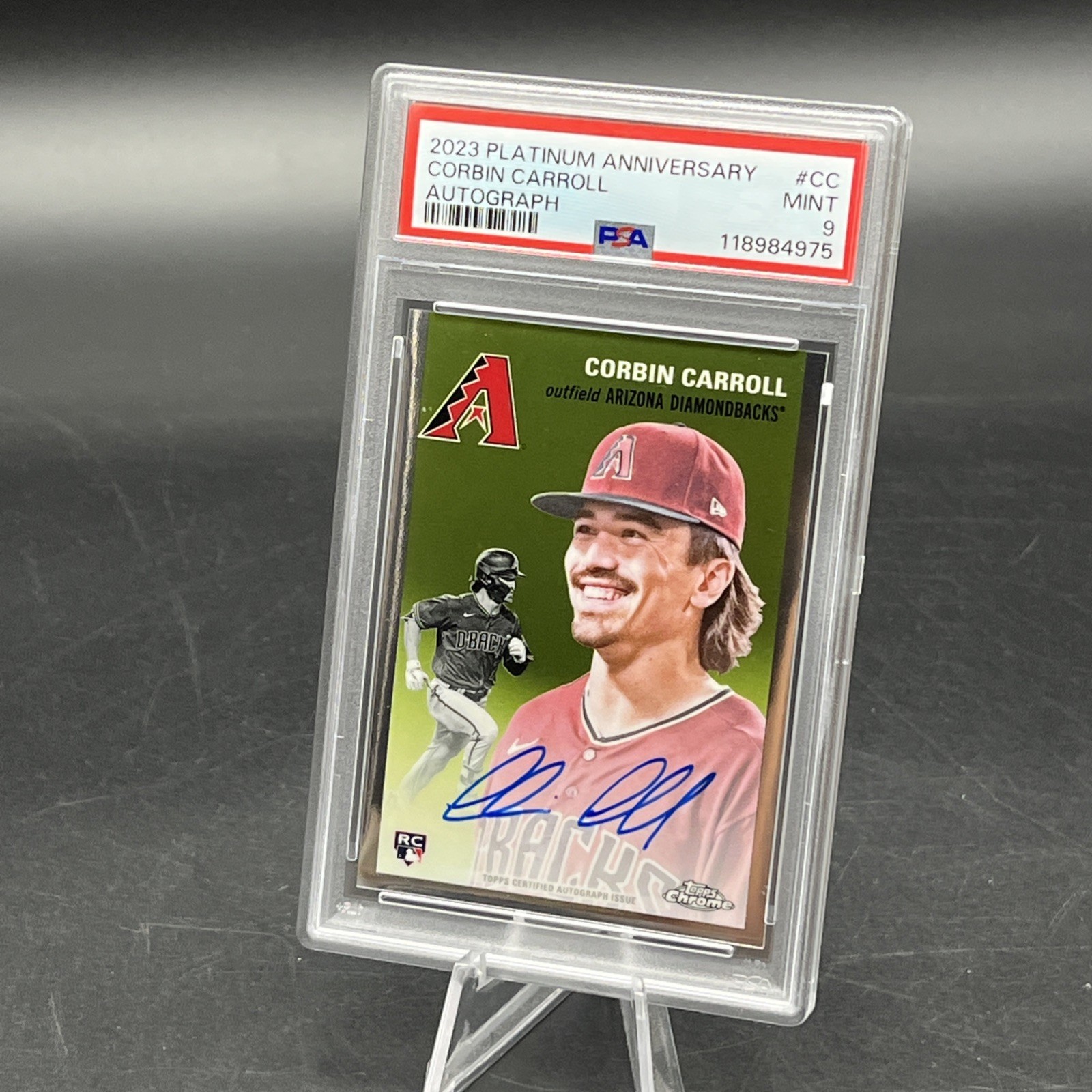 2023 Topps Chrome Platinum Anniversary Corbin Carroll (AU, RC), #CC, PSA 9