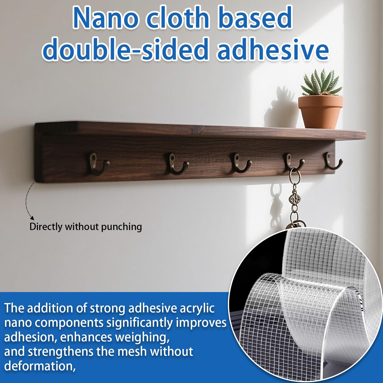 2PCS Clear Double Sided Nano Tape Heavy Duty Removable Mounting 20FT