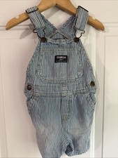 Osh Kosh Bgosh Vestbak Overall Shorts Faded Blue Engineer Stripe 18 Month