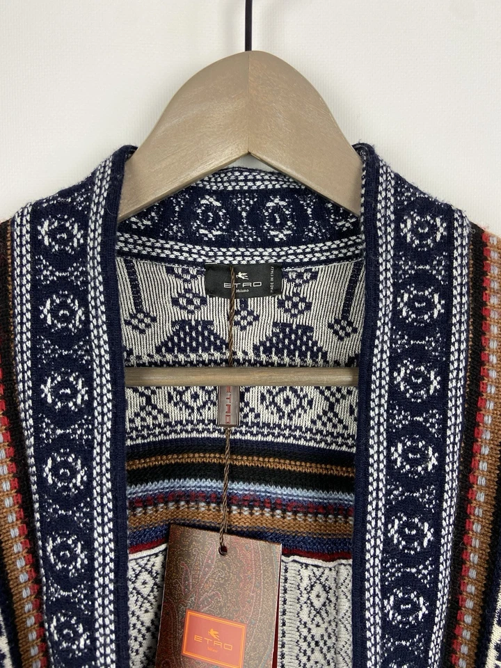 NOVO!! Cardigã feminino de manga comprida estampado mexicano Etro RRP$1700 RARO! Tamanho 38 - Imagem 3 de 4