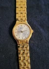 Seiko Watch Women 20mm White Dial Gold Tone Round V401-1121 New Battery