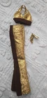 Vintage Barbie doll size clone? gold lame halter pants outfit brown