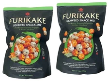 2-PACK Furikake Premium Seaweed Popcorn & Rice Crackers Snack Mix 16oz each bag