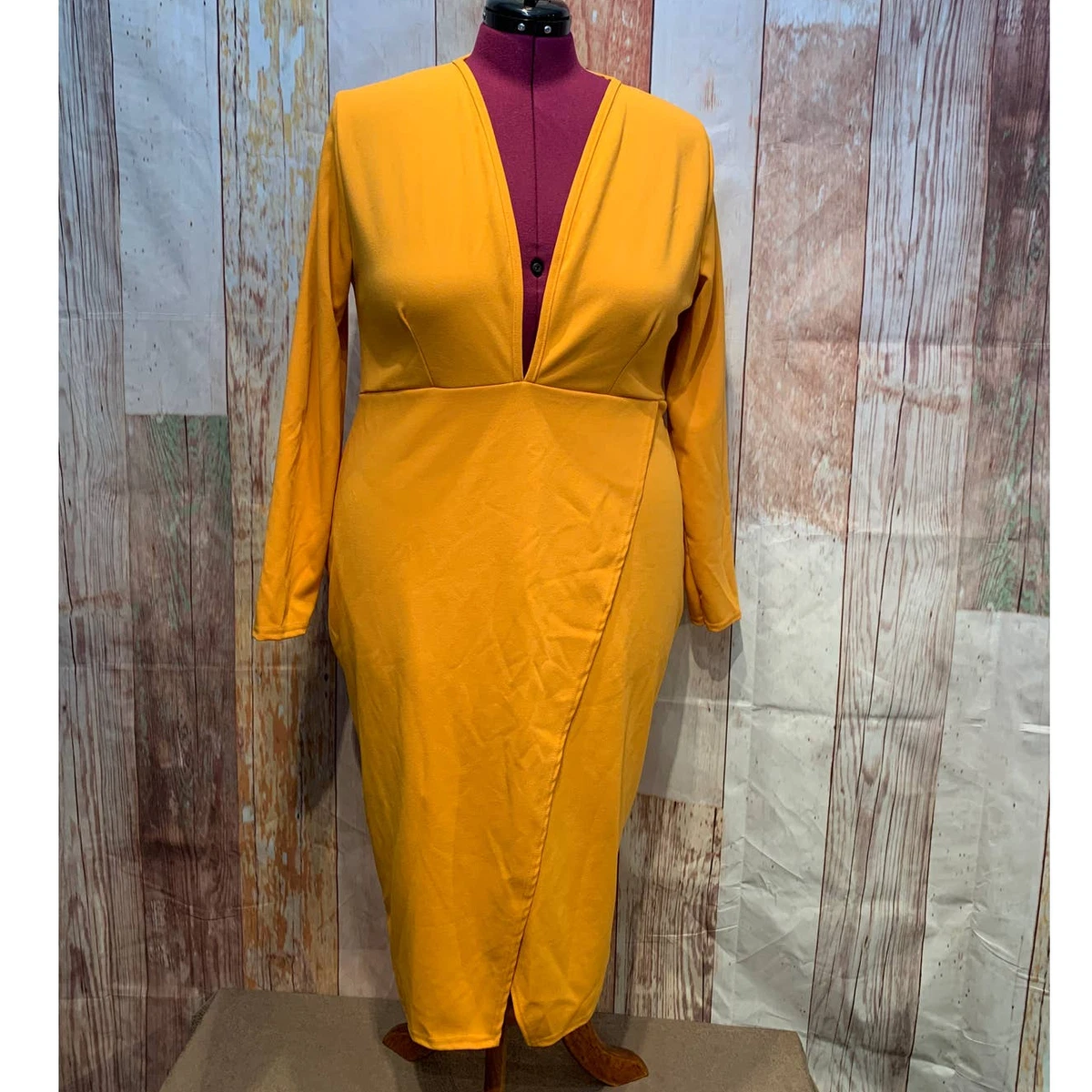 Boohoo yellow store wrap dress